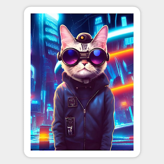 Cool Japanese Techno Cat In Japan Neon City Magnet by star trek fanart and more